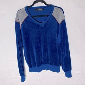 Joseph Laurin Blue Velour V Neck Sweatshirt S